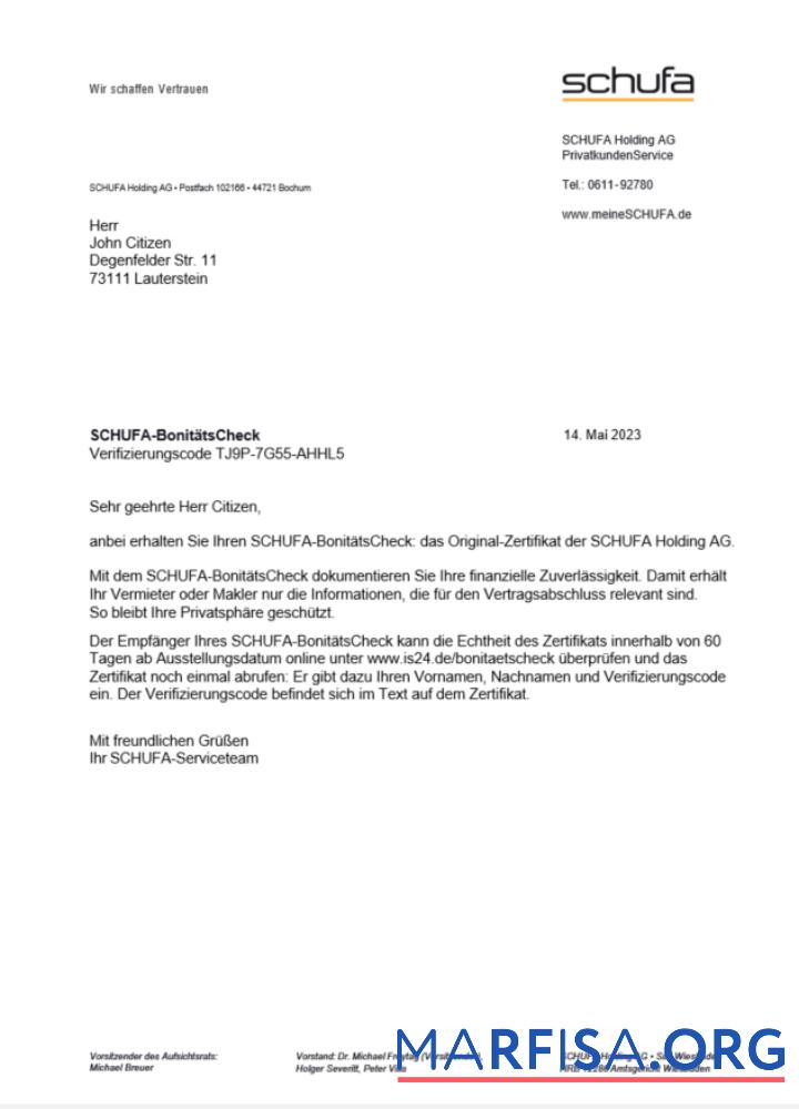 Blank Germany Schufa utility bill Word and PDF template scr